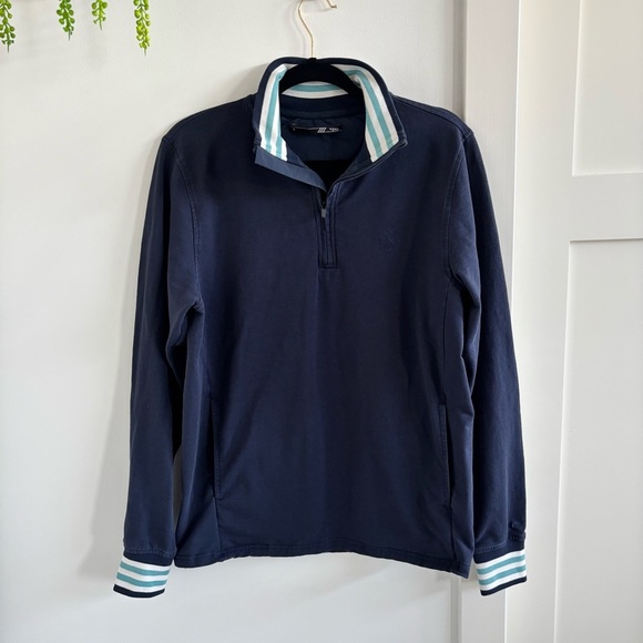 Zyia Active Men's Navy Blue Bjorn Quart Zip Sweatshirt Front Pockets Size Medium - Picture 1 of 12
